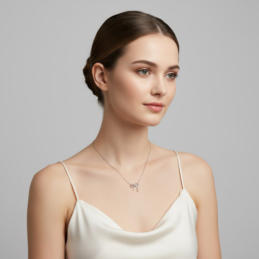 Bow Necklace 925 Sterling Silver Moissanite