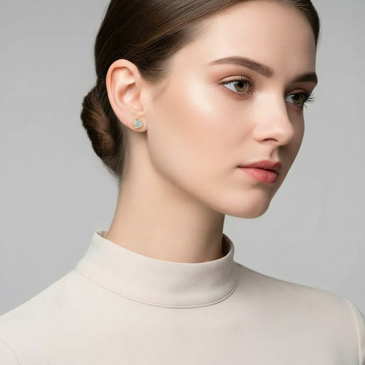 Circle Moissanite Stud Earrings 0.5 Carat - 925 Silver 18K Gold Plated