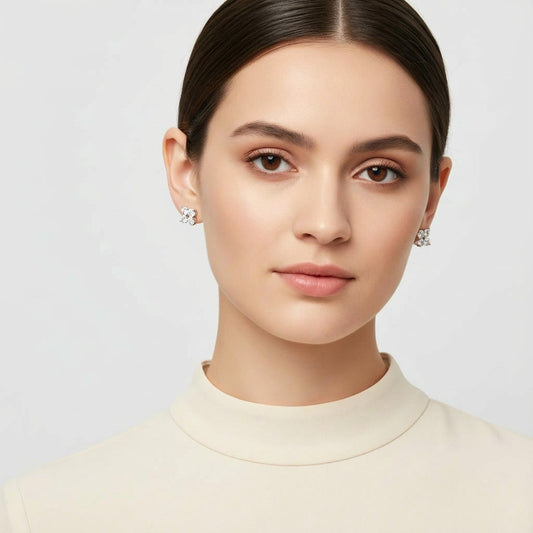 S925 Four-Stone Moissanite Cluster Stud Earrings