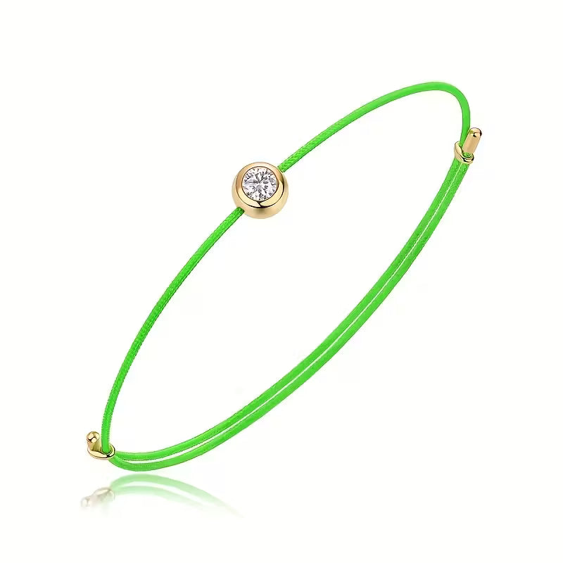 Lumi Colors - Minimalist Moissanite Cord Bracelet with Adjustable String