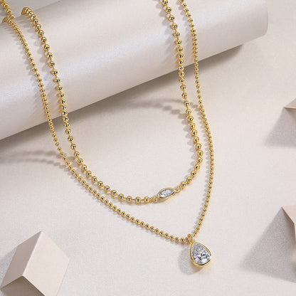 Layered Moissanite Ball Chain Necklace Set