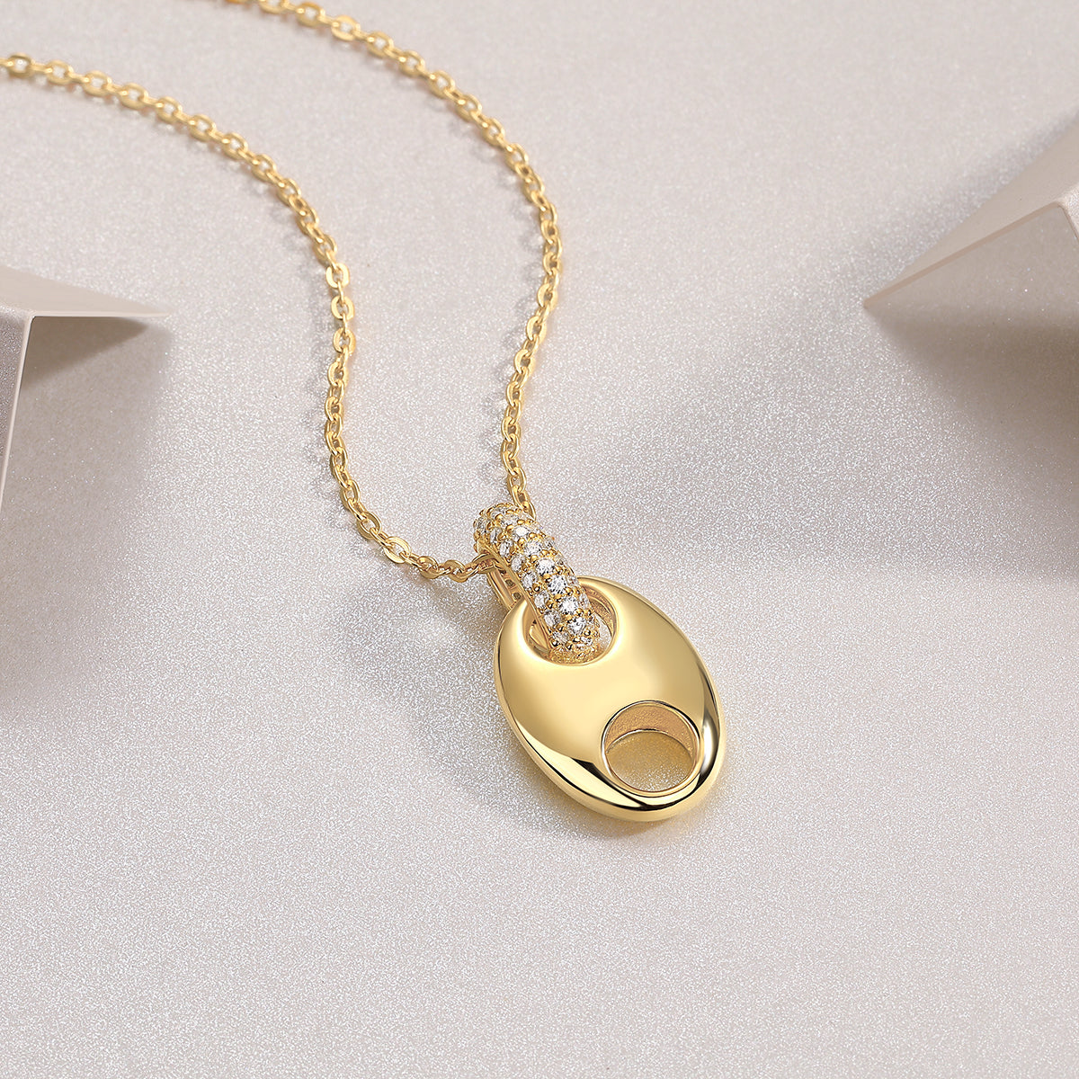 Pebble Gold Plated Moissanite Pendant