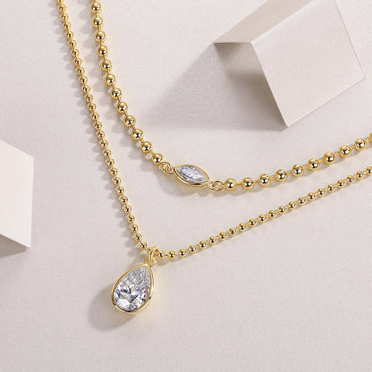 Layered Moissanite Ball Chain Necklace Set