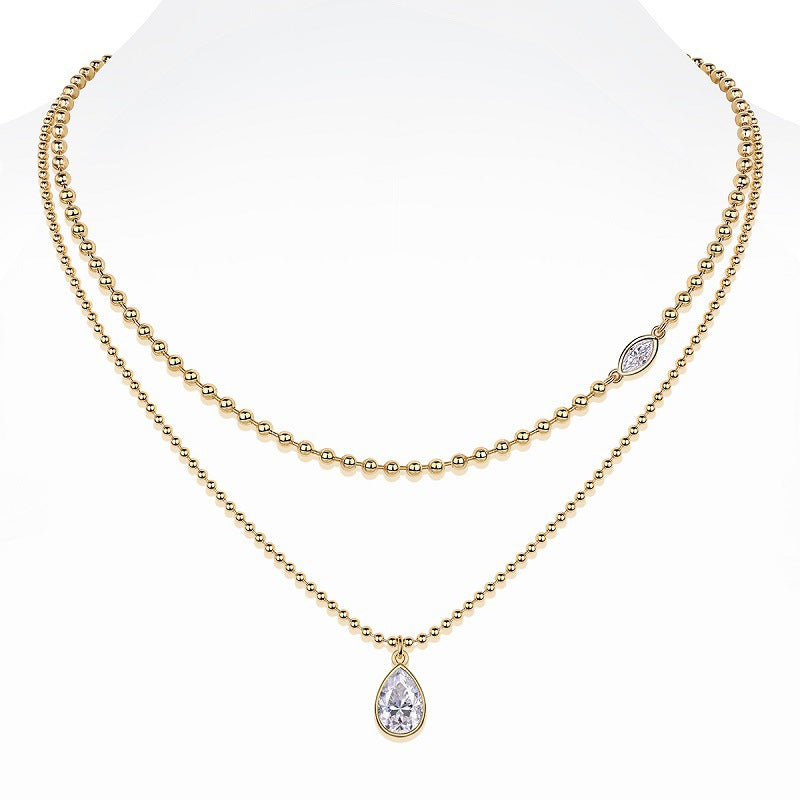 Layered Moissanite Ball Chain Necklace Set