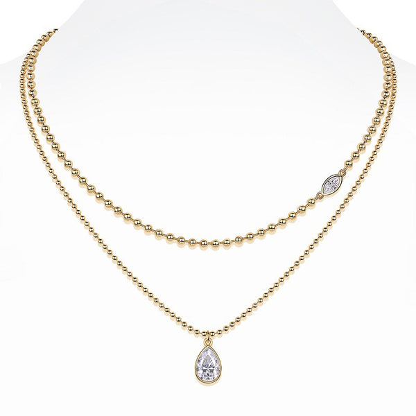 Layered Moissanite Ball Chain Necklace Set