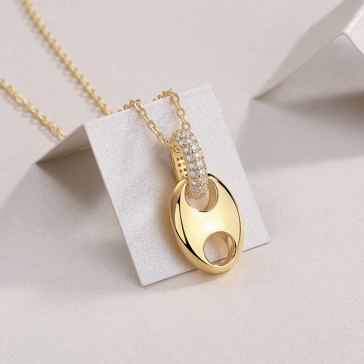 Pebble Gold Plated Moissanite Pendant
