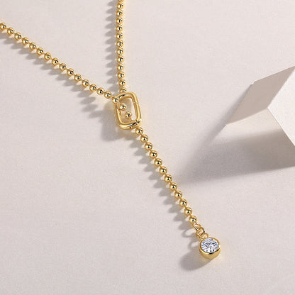 Y Tassel Gold Plated Moissanite Pendant Necklace