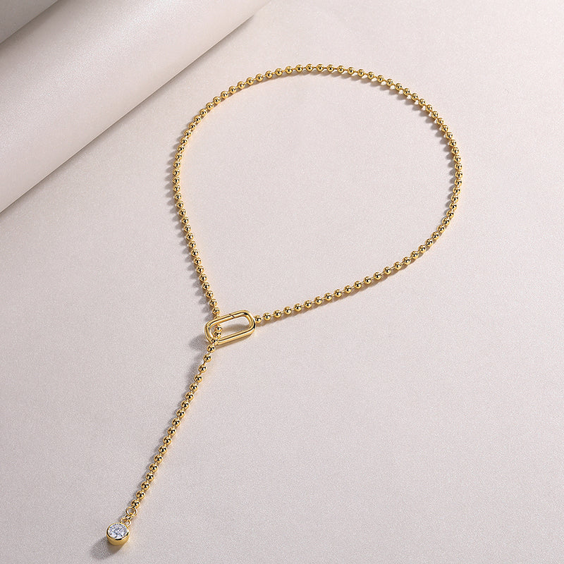 Y Tassel Gold Plated Moissanite Pendant Necklace