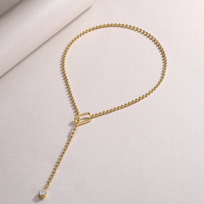 Y Tassel Gold Plated Moissanite Pendant Necklace