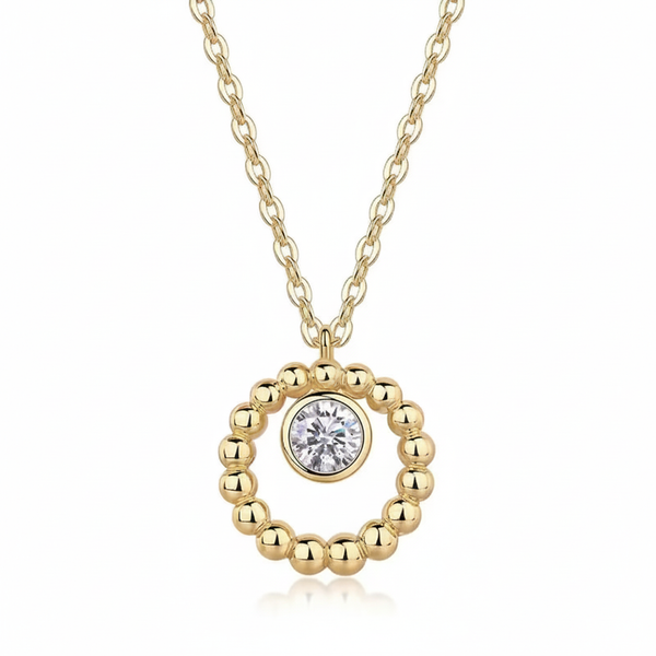 Beaded circle moissanite necklace clean product shot