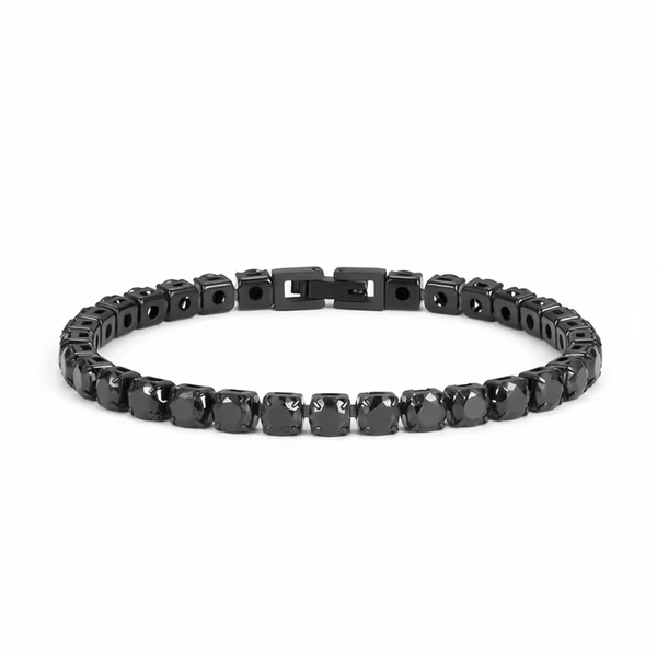 Black moissanite tennis bracelet without flare