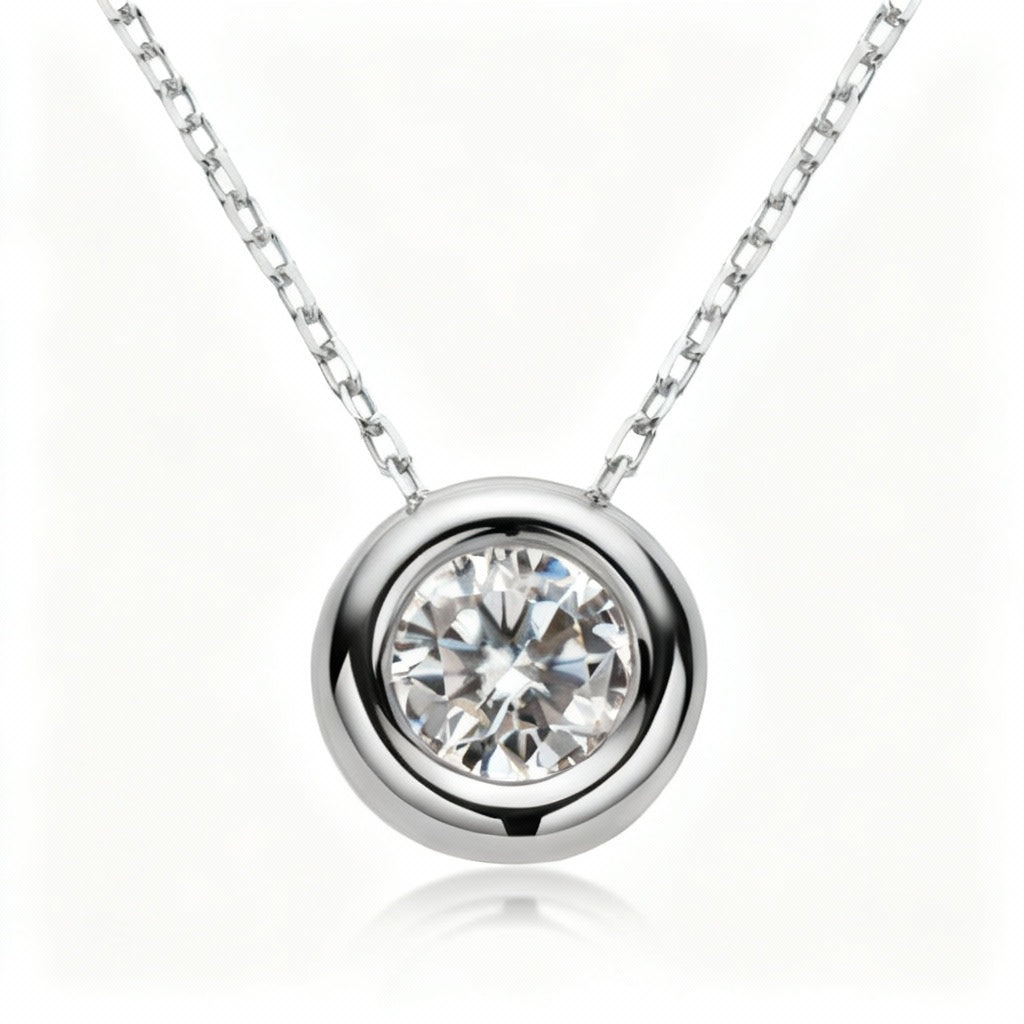 Circle Moissanite Bubble Pendant Necklace 925 Sterling Silver