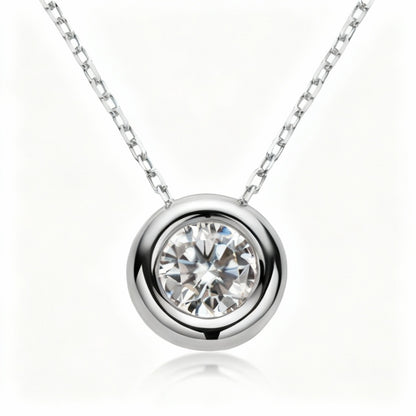 Circle Moissanite Bubble Pendant Necklace 925 Sterling Silver
