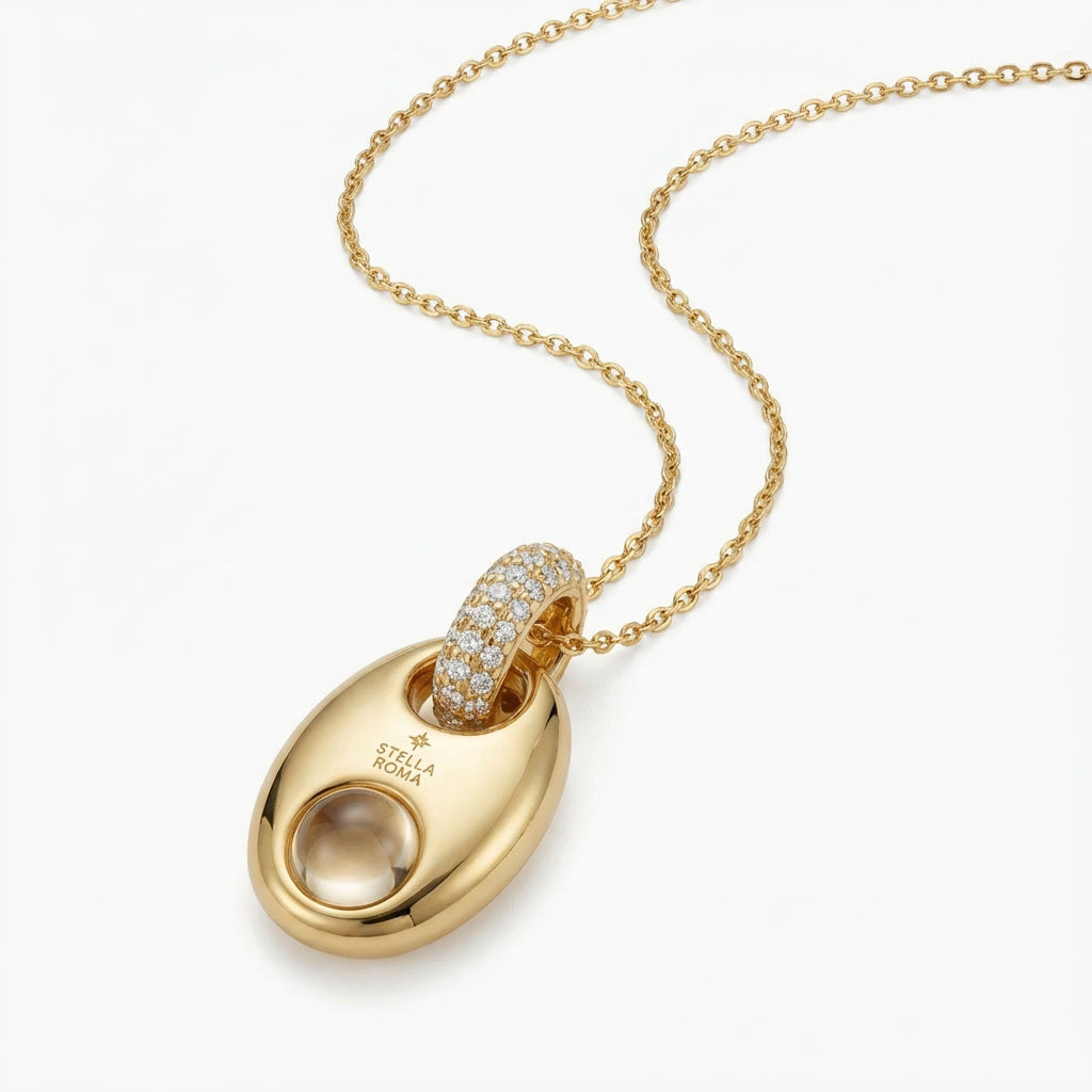 Pebble Gold Plated Moissanite Pendant