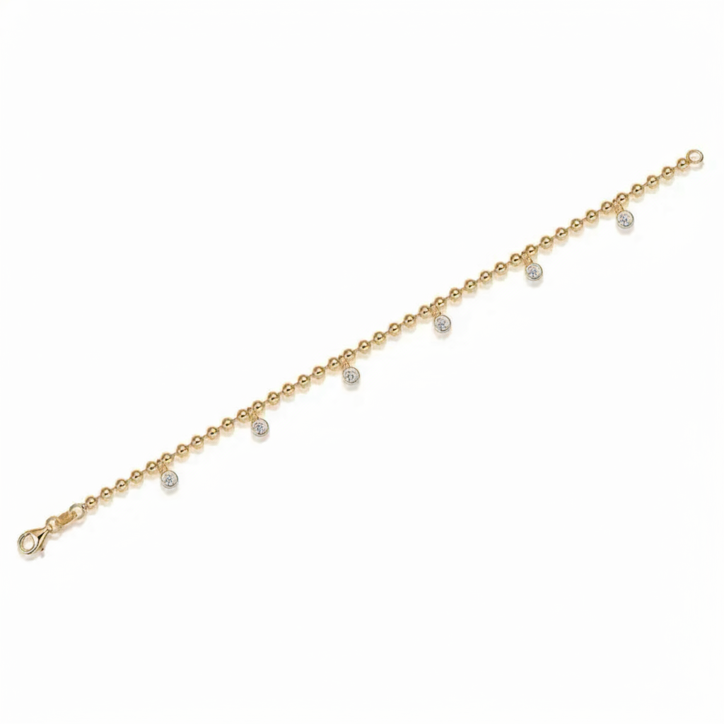 Gold bracelet with white background