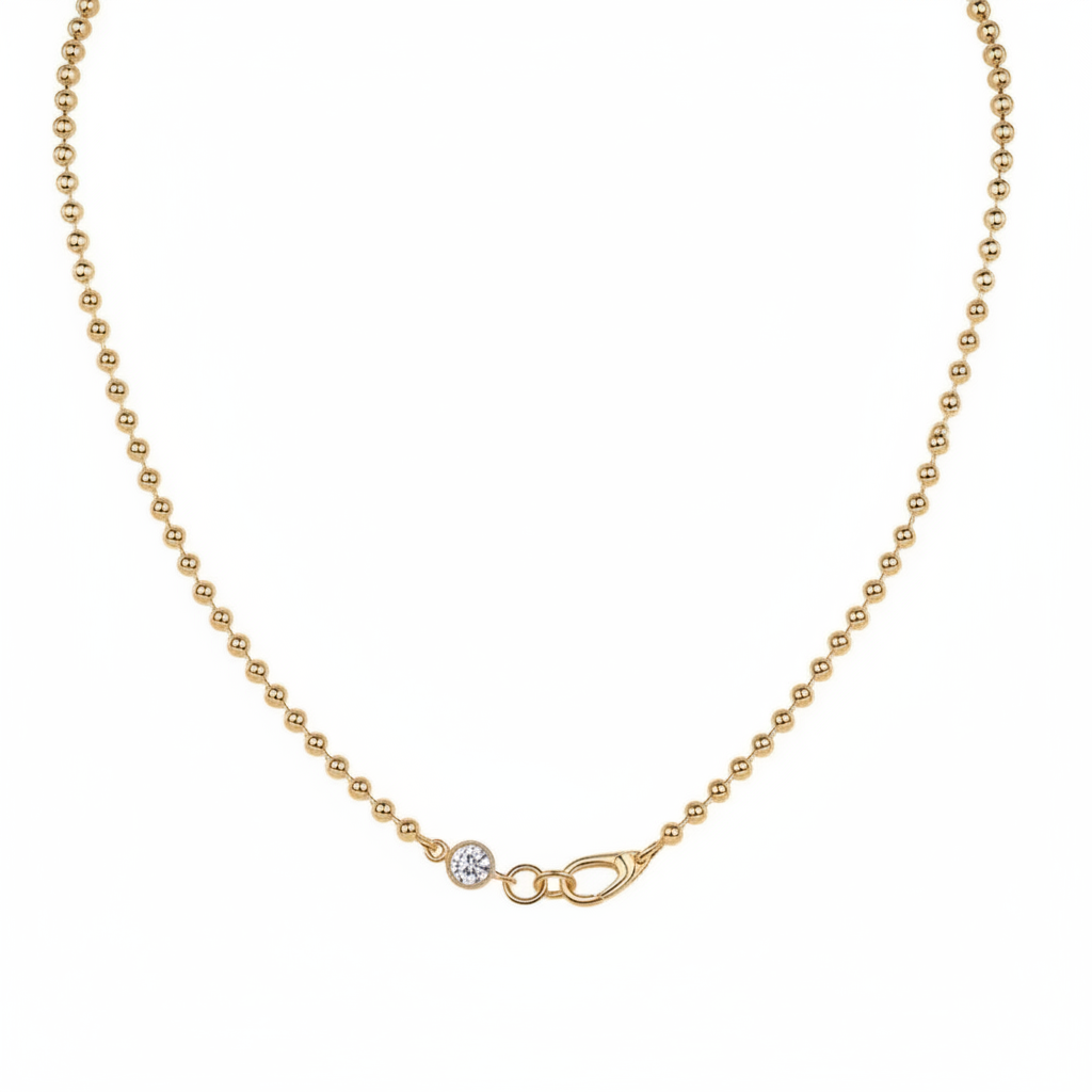 Gold necklace with white background