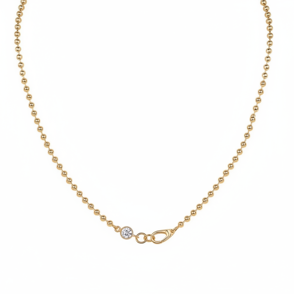 Gold necklace with white background