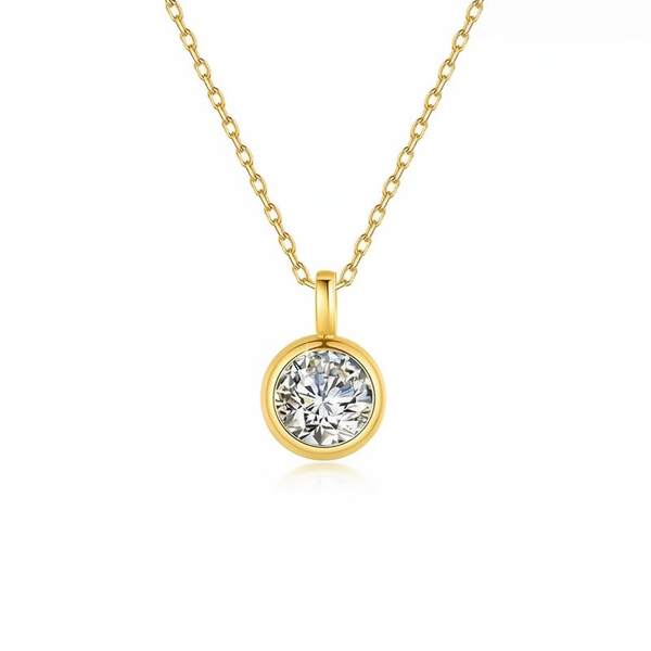 Moissanite pendant necklace on clean white background