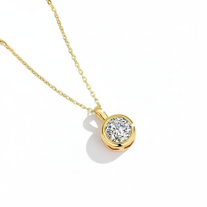 Moissanite pendant necklace on pure white background