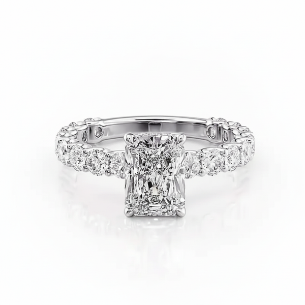 Moissanite ring with white background