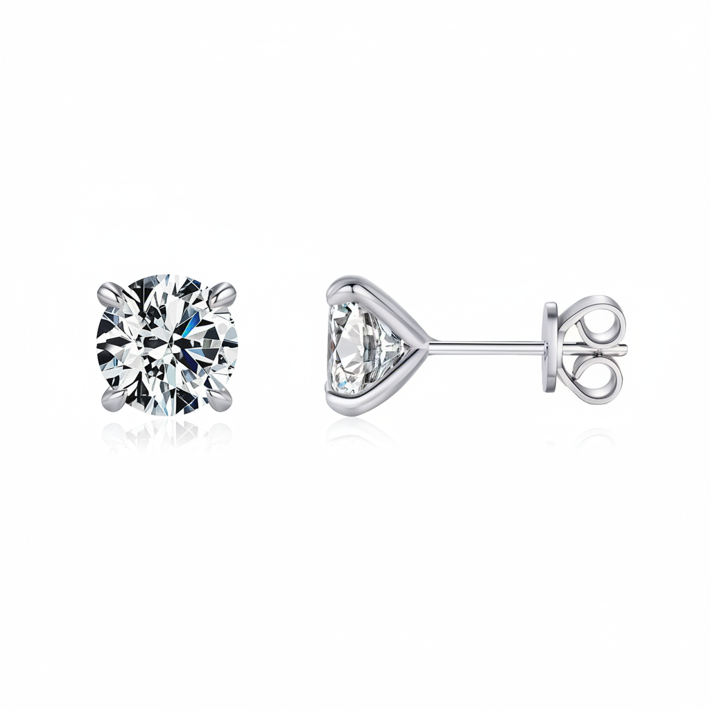 Moissanite stud earrings - clean product photo