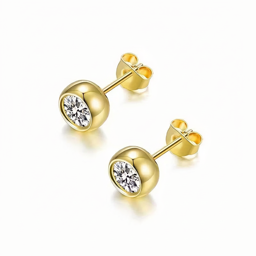 Moissanite stud earrings on clean white background
