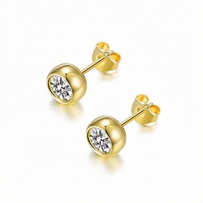 Moissanite stud earrings on clean white background