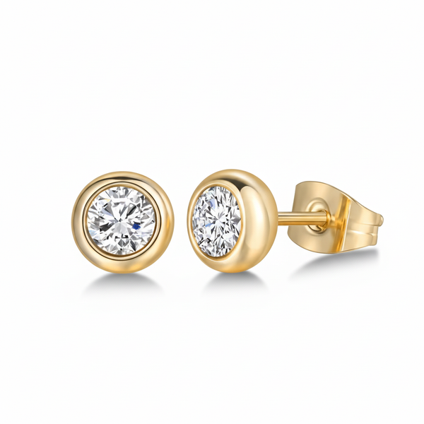 Moissanite stud earrings on white background