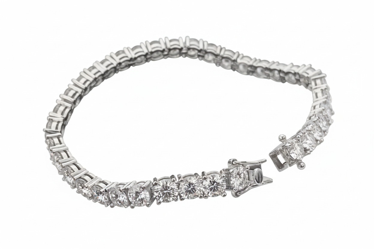 Moissanite tennis bracelet on white background