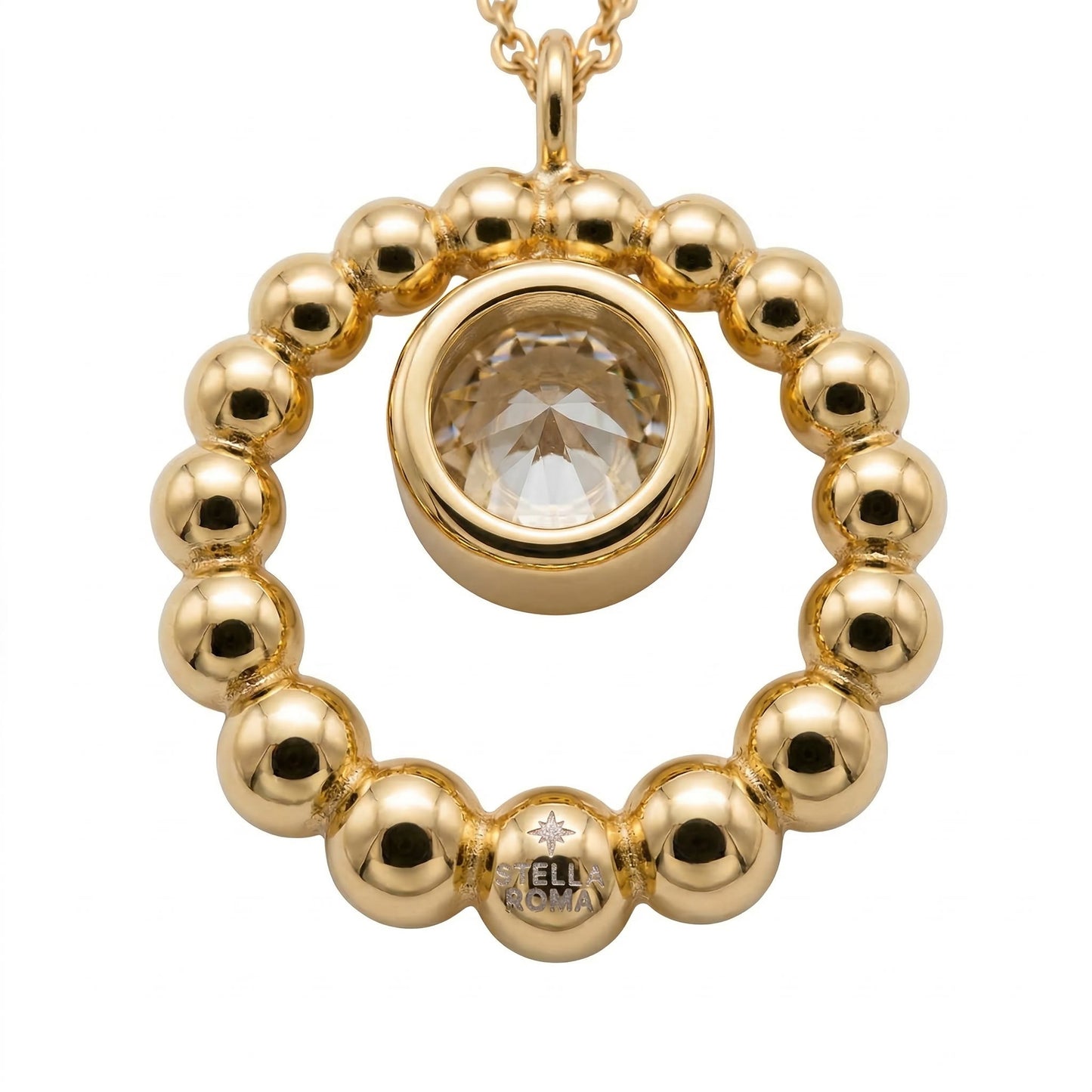Beaded Circle Moissanite Pendant Necklace