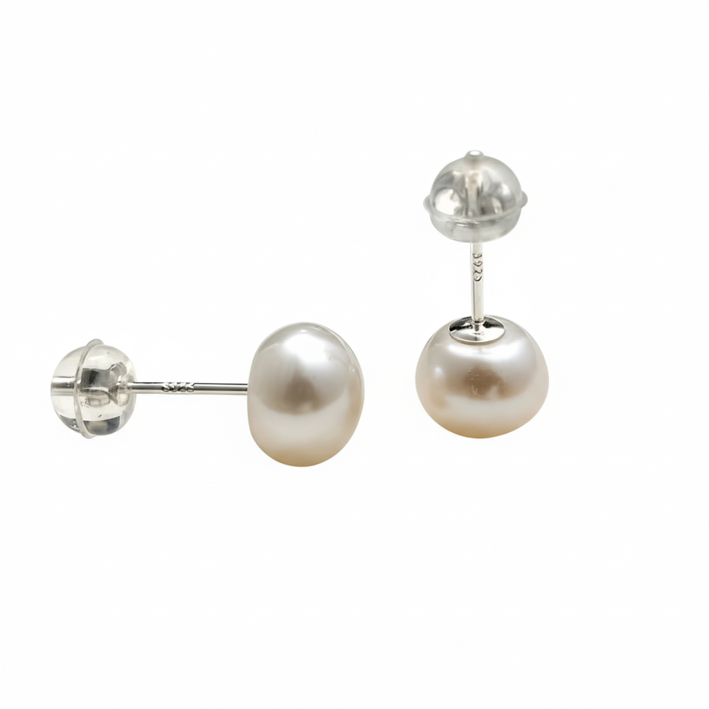 Pearl earrings with white background