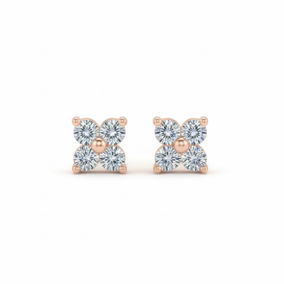 Rose gold flower earrings - clean white background